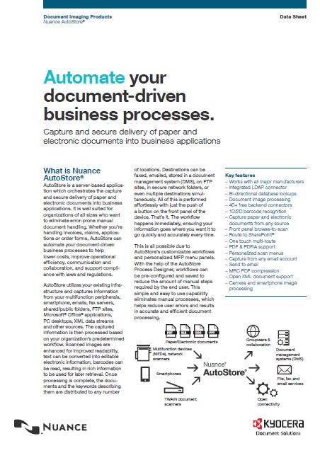 Kyocera, Software, Capture, Distribution, Nuance, Autostore, Imperial Copy Products