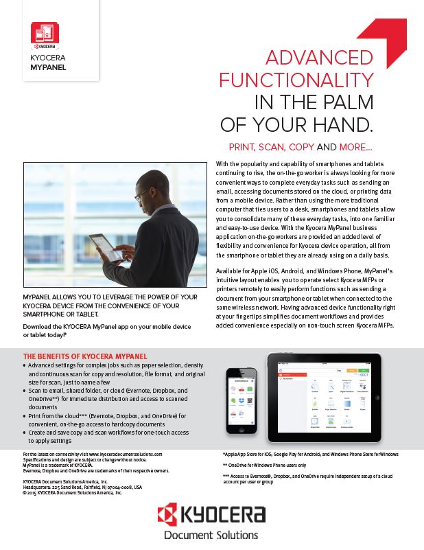 Kyocera, Software, Mobile, Cloud, Mypanel, Imperial Copy Products